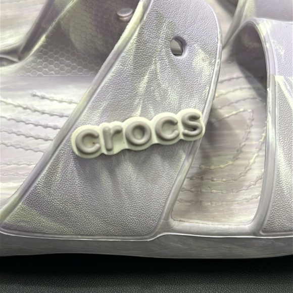 Crocs Classic Slide Sandals Purple White Marble | Size 7 - Picture 6 of 6
